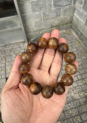 Vietnamese Wild Agarwood Bracelet  Size 18mm , Agarwood From Hue Quang Binh Forest, Big Beads For Men.