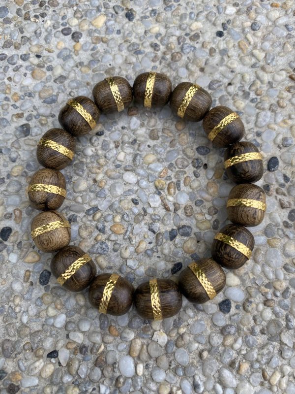 Agarwood Bracelet Wrapped Gold 18k- Real Gold, Super Grade Agarwood,  jewelry bracelet , Bangles luxyry,Have Certificate Real Gold - 图片 4