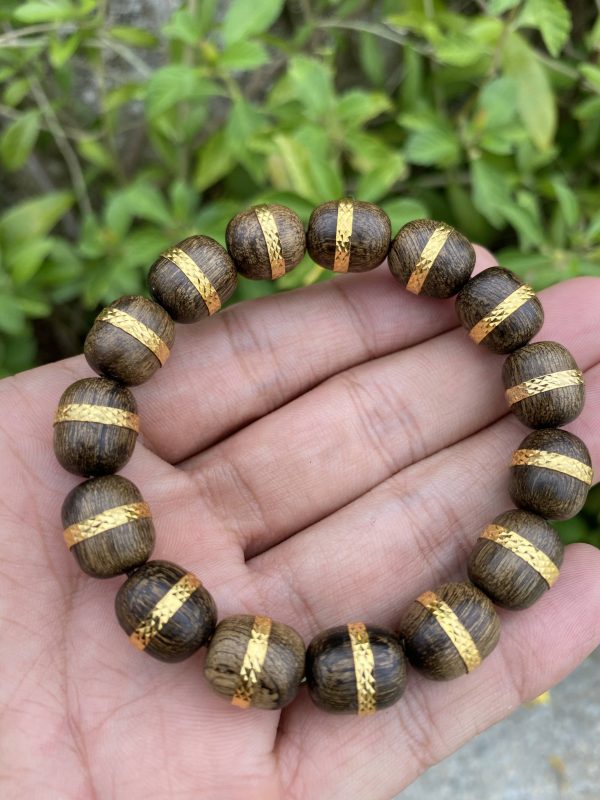 Agarwood Bracelet Wrapped Gold 18k- Real Gold, Super Grade Agarwood,  jewelry bracelet , Bangles luxyry,Have Certificate Real Gold - 图片 3