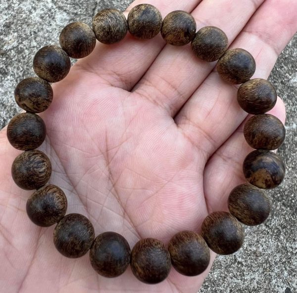 Agarwood Bracelet From Tarakan Island , Agarwood Indonesia , Strong Aroma , Size 10mm m, Dark Beads, Only 1