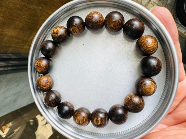 Vietnamese Agarwood Bracelet , Sinking Agarwood Beautiful Agarwood Grain , Black Bead Agarwood - 图片 5