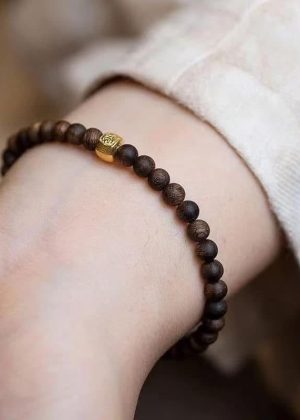 Agarwood Bracelet Mix Charm Dragon Lucky , Bead Size 6mm , Agarwood Bangles For Women