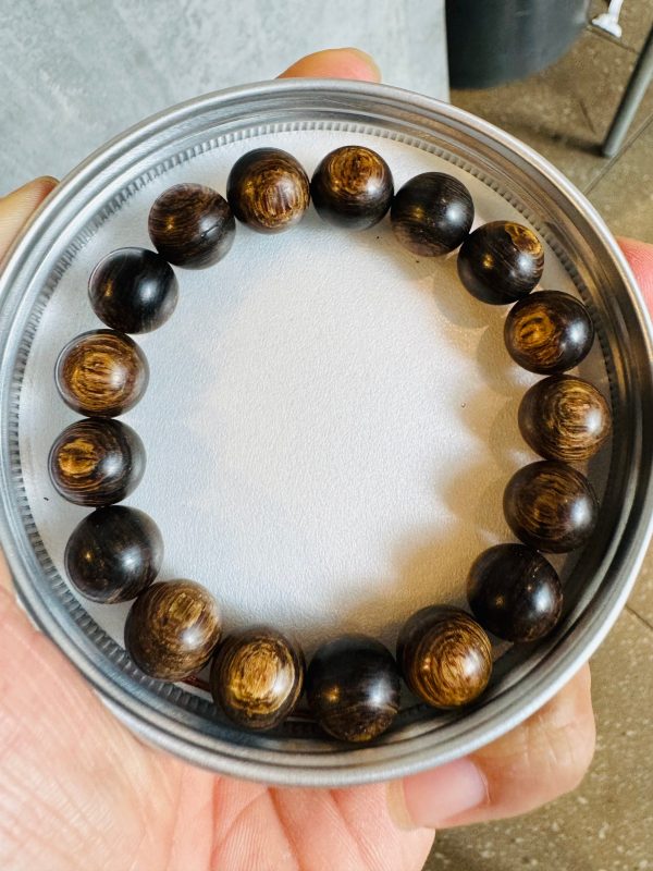 Vietnamese Agarwood Bracelet , Sinking Agarwood Beautiful Agarwood Grain , Black Bead Agarwood - 图片 3