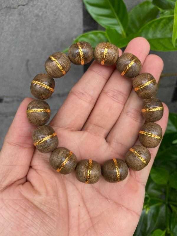 Agarwood Bracelet Wrapped Gold 18k- Real Gold, Super Grade Agarwood,  jewelry bracelet , Bangles luxyry,Have Certificate Real Gold - 图片 6