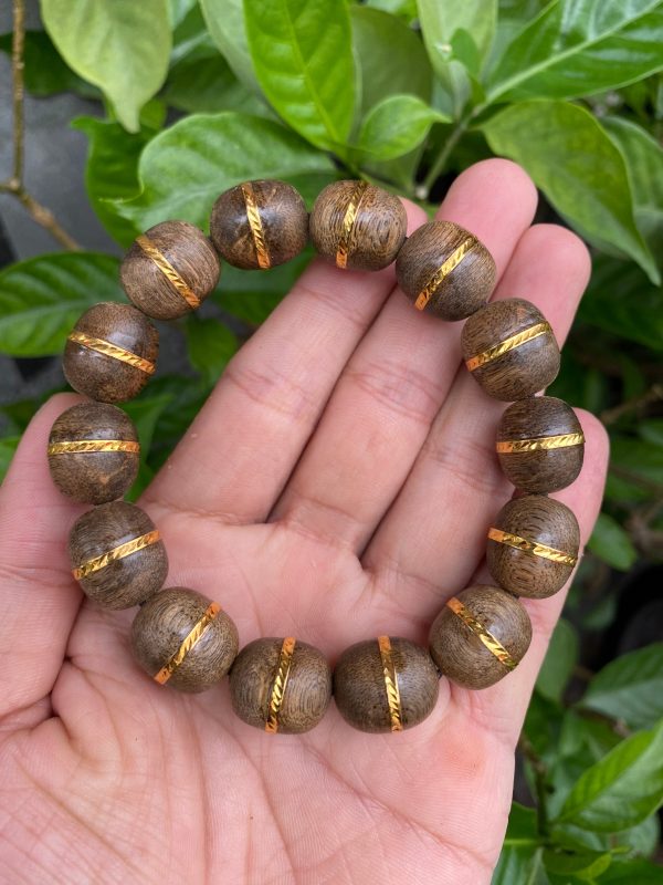 Agarwood Bracelet Wrapped Gold 18k- Real Gold, Super Grade Agarwood,  jewelry bracelet , Bangles luxyry,Have Certificate Real Gold - 图片 7
