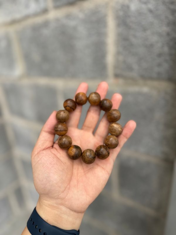 Vietnamese Wild Agarwood Bracelet  Size 18mm , Agarwood From Hue Quang Binh Forest, Big Beads For Men. - 图片 5