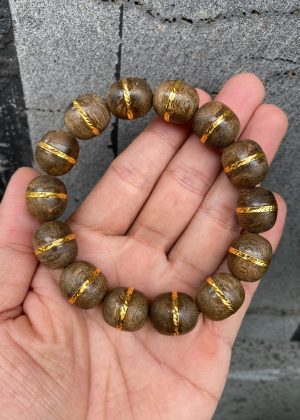 Agarwood Bracelet Wrapped Gold 18k- Real Gold, Super Grade Agarwood,  jewelry bracelet , Bangles luxyry,Have Certificate Real Gold