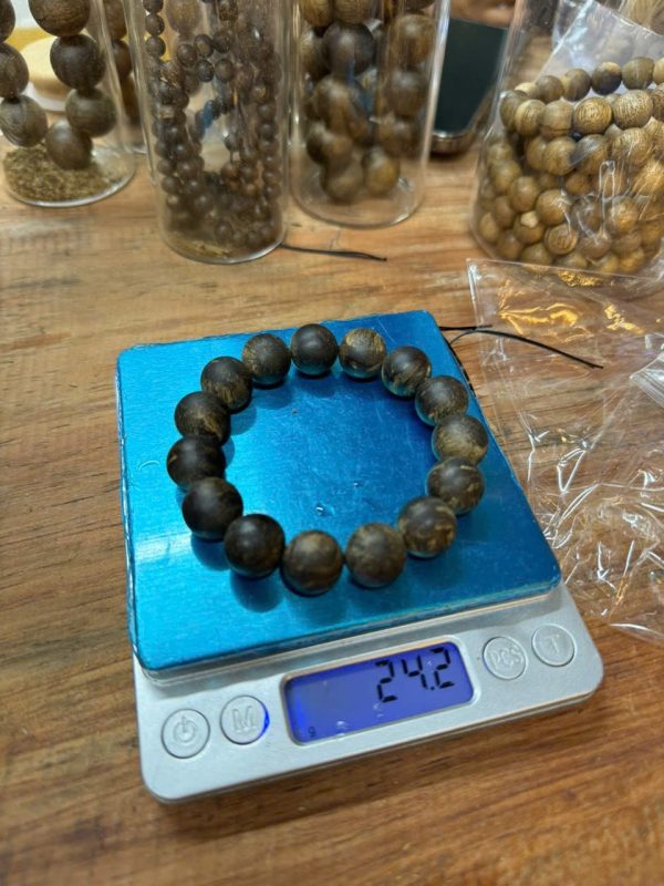 100% Bead Sinking Agarwood Bracelet , Wild Agarwood Bracelet Sinking 14mm, Very Rare Agarwood , Agarwood Weight 24,2gram - 图片 2