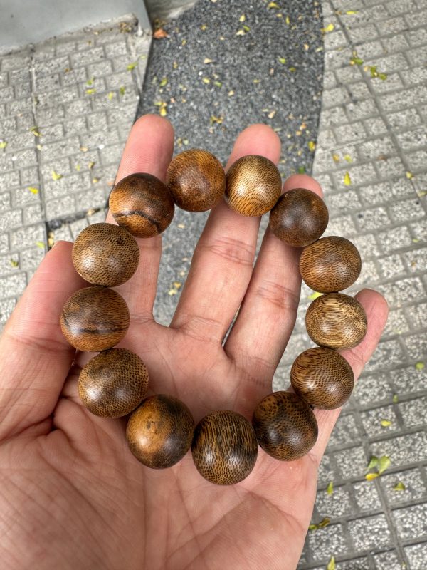 Vietnamese Wild Agarwood Bracelet  Size 18mm , Agarwood From Hue Quang Binh Forest, Big Beads For Men. - 图片 7