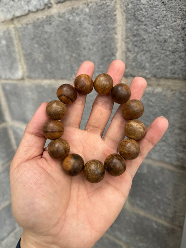 Vietnamese Wild Agarwood Bracelet  Size 18mm , Agarwood From Hue Quang Binh Forest, Big Beads For Men. - 图片 4