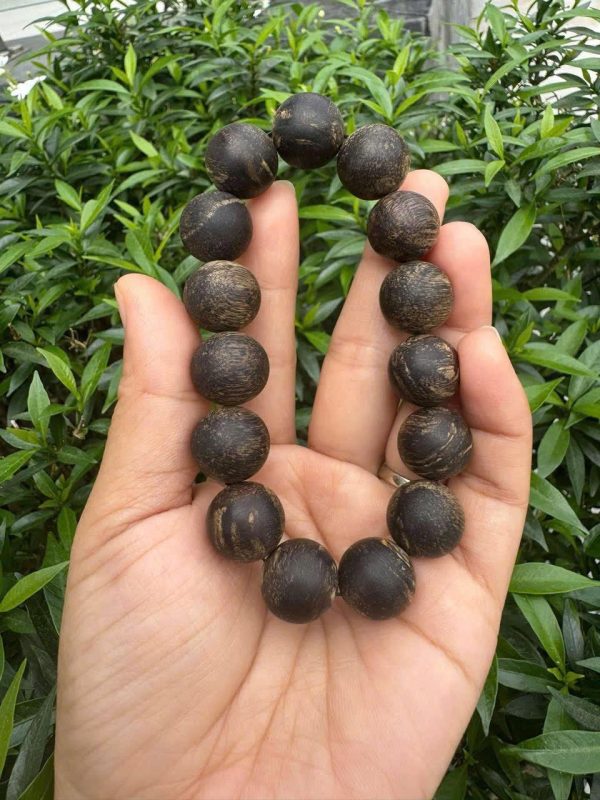 100% Bead Sinking Agarwood Bracelet , Wild Agarwood Bracelet Sinking 14mm, Very Rare Agarwood , Agarwood Weight 24,2gram