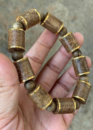 Vietnamese Wild Agarwood Bracelet Wrap 18k Gold - Super Luxury, jewelry Luxury, Have Certificate Real Gold