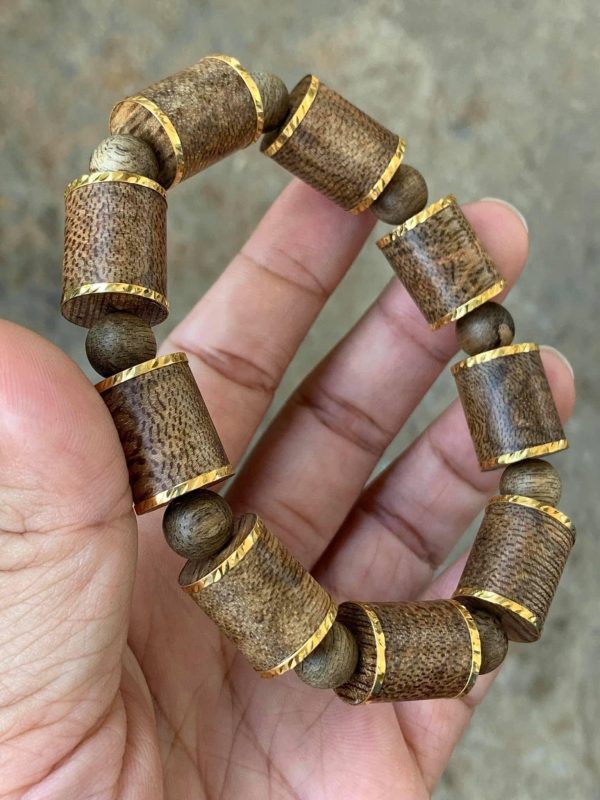 Vietnamese Wild Agarwood Bracelet Wrap 18k Gold - Super Luxury, jewelry Luxury, Have Certificate Real Gold