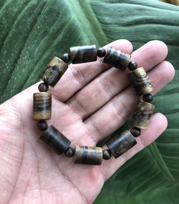 Indonesia Agarwood Bracelets (Cylindrical) - Grade AAA , Natural Agarwood, Black Agarwood